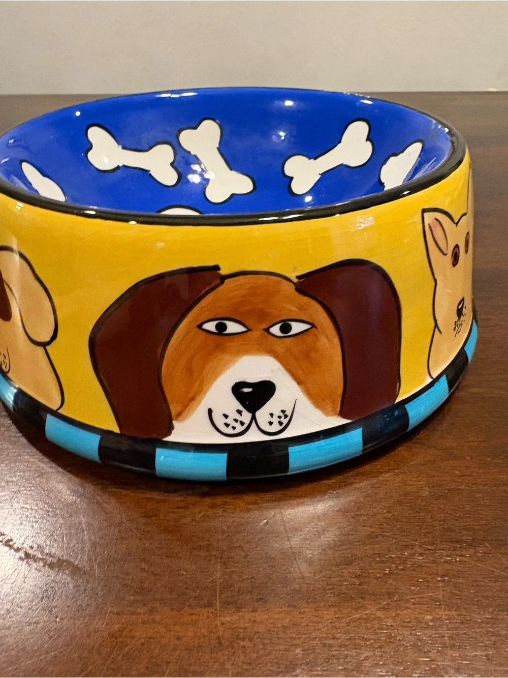 Candace Reiter Dogzilla Ceramic Dog Bowl Hand Painted